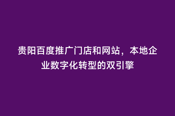贵阳百度推广门店和网站，本地企业数字化转型的双引擎