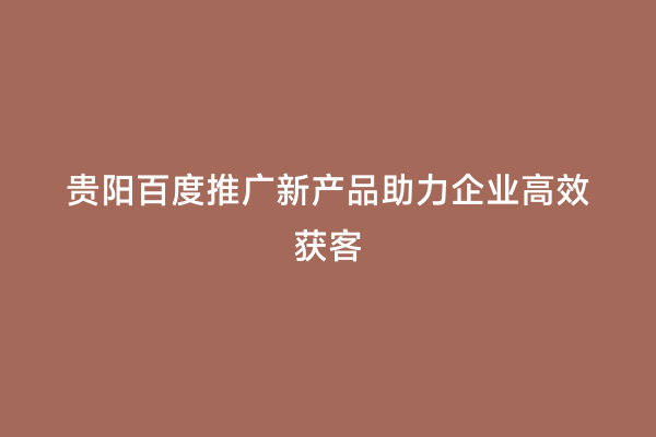 贵阳百度推广新产品助力企业高效获客