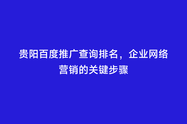 贵阳百度推广查询排名，企业网络营销的关键步骤