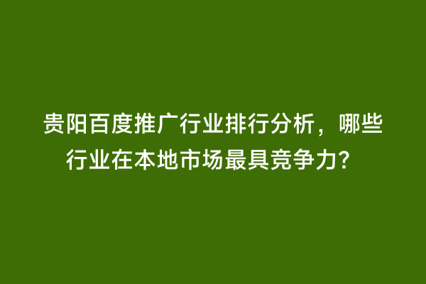 贵阳百度推广行业排行分析，哪些行业在本地市场最具竞争力？