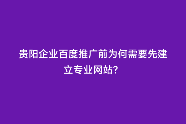 贵阳企业百度推广前为何需要先建立专业网站？
