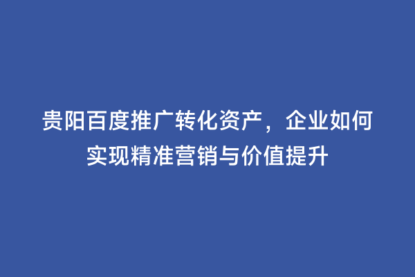 贵阳百度推广转化资产，企业如何实现精准营销与价值提升