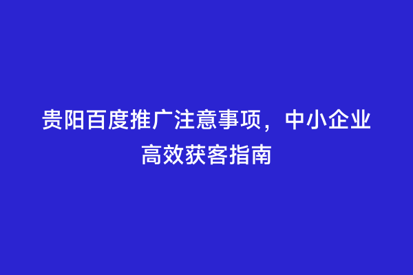 贵阳百度推广注意事项，中小企业高效获客指南